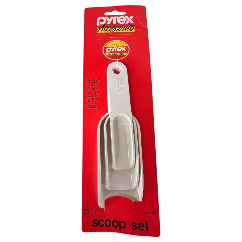 New Vintage Pyrex Accessories 3 Scoop Set Nesting Spoon Plastic Kitchen Tools